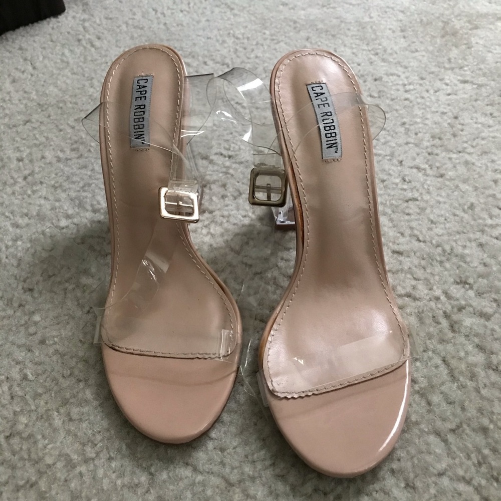 Perspex Clear Ankle Strap Heels